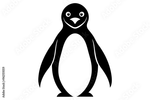 Penguin Silhouette, Marine Wildlife, Vector Illustration, Animal Clipart, Cute Penguin Design