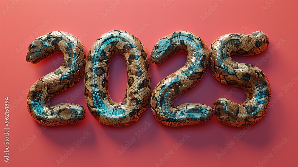 2025 new year concept with gold snake text design 2025 new year concept with gold snake text design