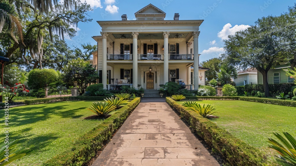 Naklejka premium Real estate investment property featuring a grand historic home