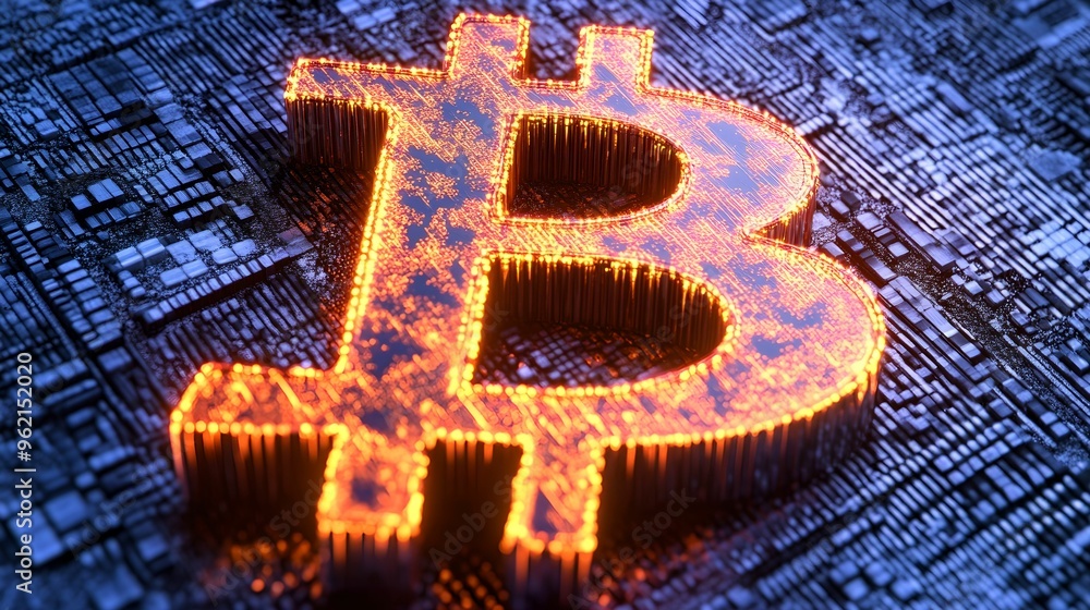 Retro Bitcoin Logo on Neon Digital Display, bitcoin Retro Bitcoin Logo on Neon Digital Display, bitcoin