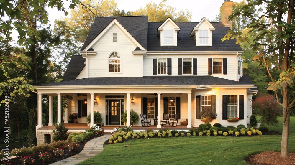 Timeless beauty of a classic home with a spacious front porch Timeless beauty of a classic home with a spacious front porch