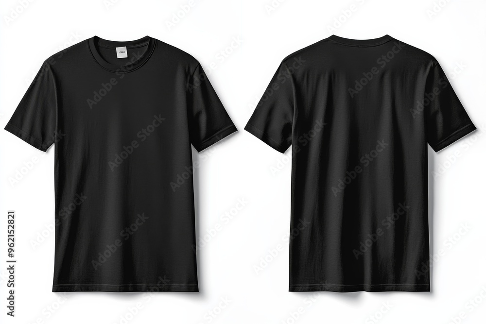 Black Tshirt Mockup Front and Back Isolated created with Generative AI Black Tshirt Mockup Front and Back Isolated created with Generative AI