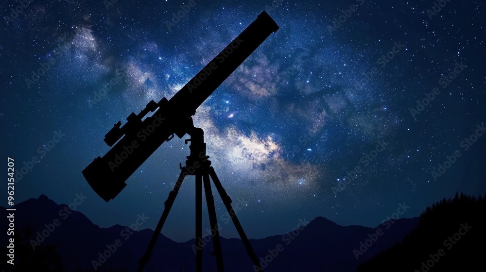 Stargazing night with telescope milky way Stargazing night with telescope milky way