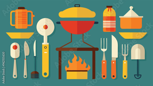 Set of BBQ party equipment vector illustration design