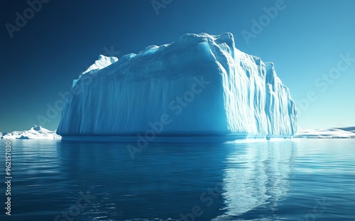 Wallpaper Mural Massive Snow-Covered Iceberg Floating in Blue Ocean, AI generated illustration Torontodigital.ca