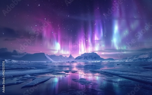 Wallpaper Mural Aurora Borealis over Frozen Landscape Torontodigital.ca