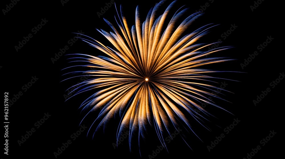 Vibrant golden fireworks exploding in night sky Vibrant golden fireworks exploding in night sky