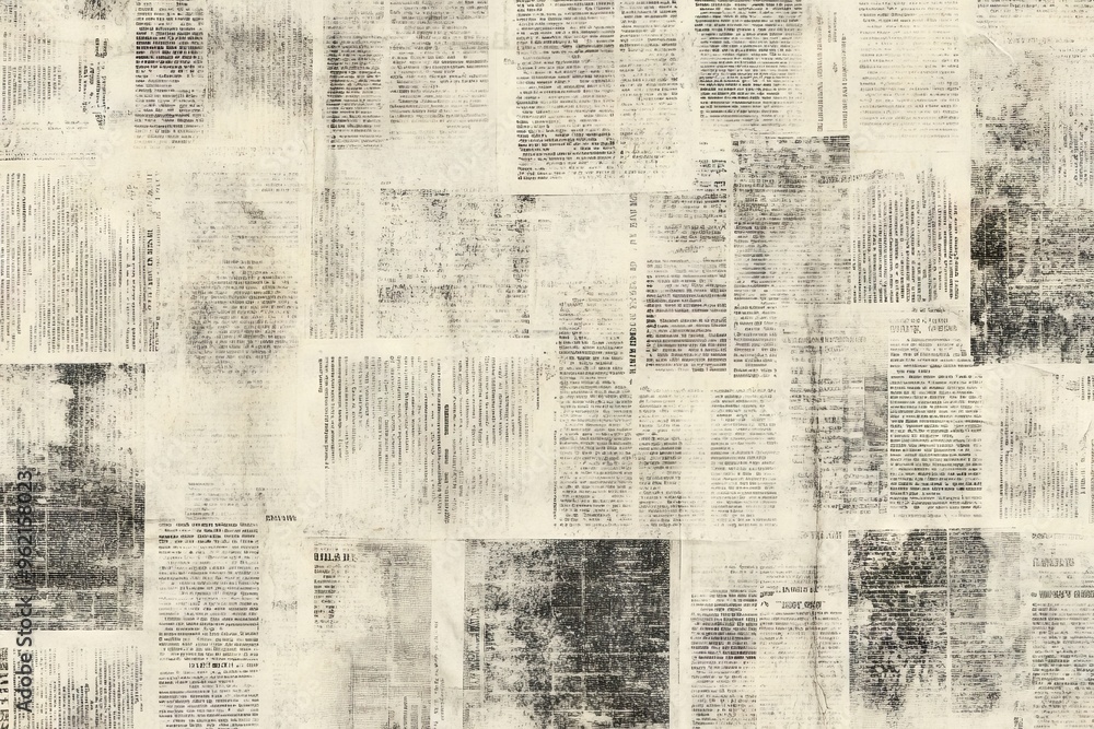 Obraz premium Seamless Pattern with Vintage Newspaper Texture, AI generated illustration