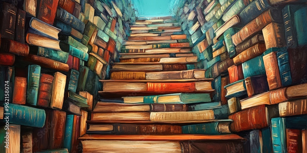 Stairway to Knowledge Constructed of Stacked Books Stairway to Knowledge Constructed of Stacked Books