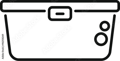 Simple line icon of a plastic container with lid for storing food, ideal for web and apps