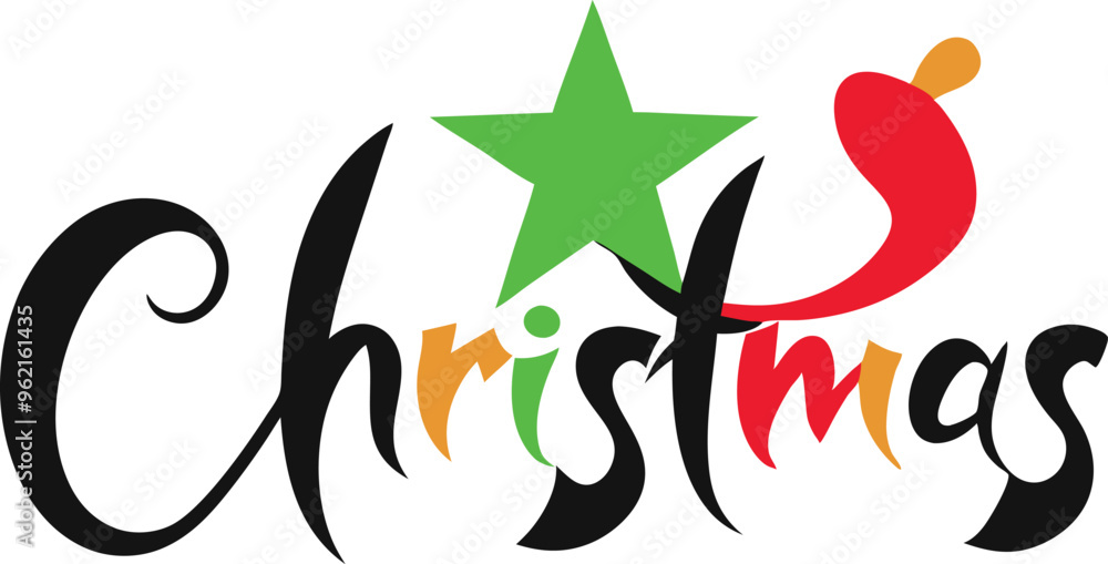Fototapeta premium Elegant Calligraphy Merry Christmas Vector Illustration for Holiday Cards and Decor 