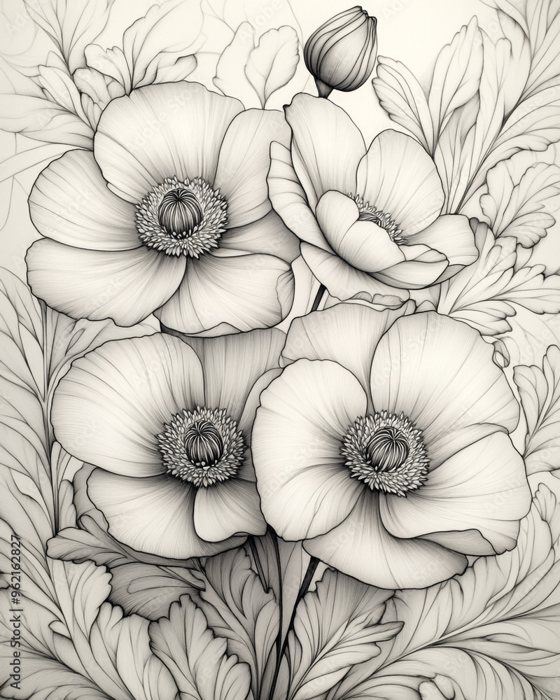 Fototapeta premium Flowers for coloring.