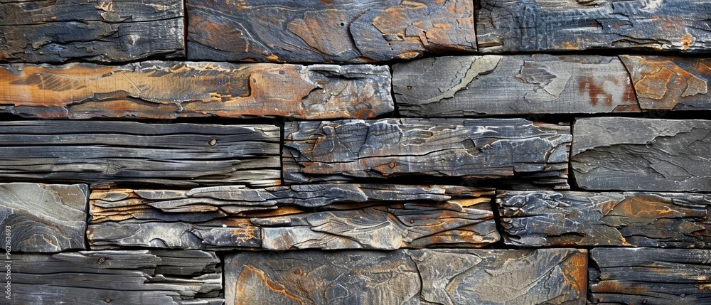Textured stone wall featuring a mix of dark and light slate, ideal for backgrounds and architectural designs. Textured stone wall featuring a mix of dark and light slate, ideal for backgrounds and architectural designs.
