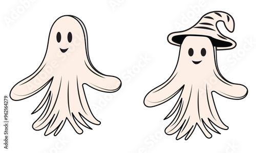 Cute Halloween ghosts illustration design