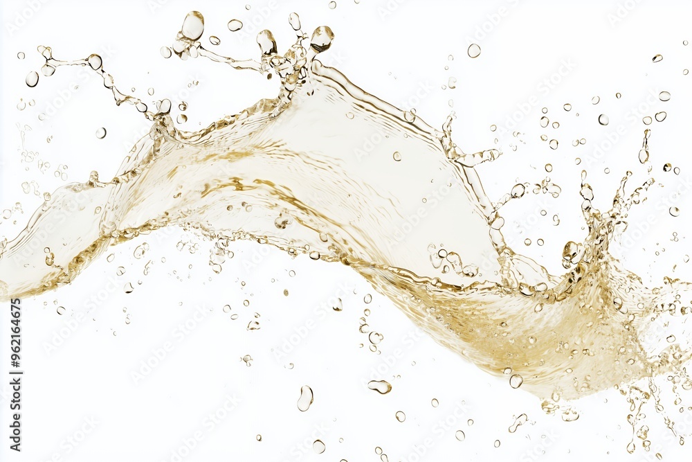 A splash of golden liquid creating a dynamic and elegant pattern against a white background. A splash of golden liquid creating a dynamic and elegant pattern against a white background.