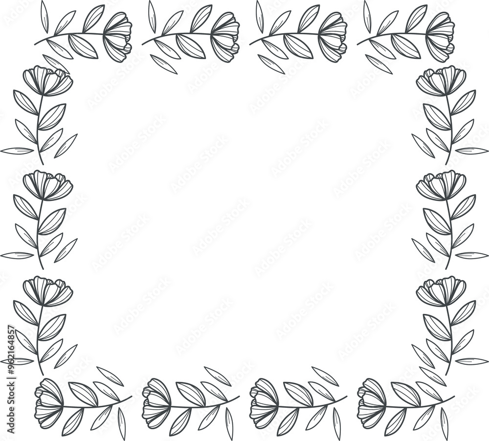 Fototapeta premium Hand Drawn Rose Flower Wreath.