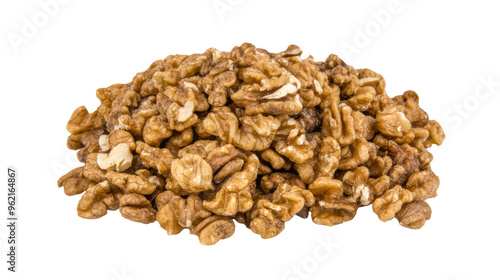 Lots of peeled walnuts, with transparent bottom, cut out