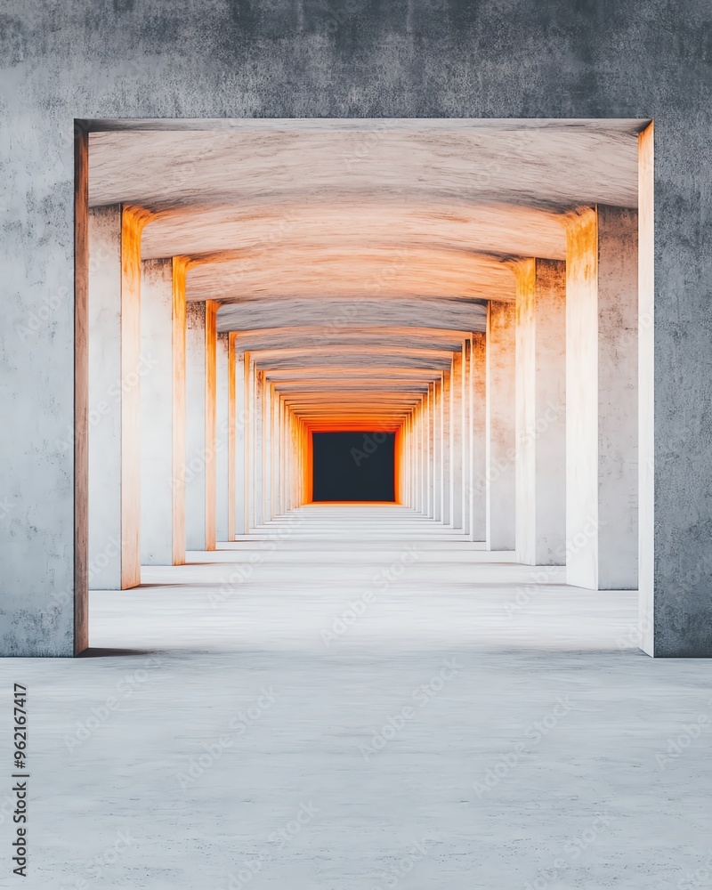 Fototapeta premium Long, dark tunnel with light at the end.