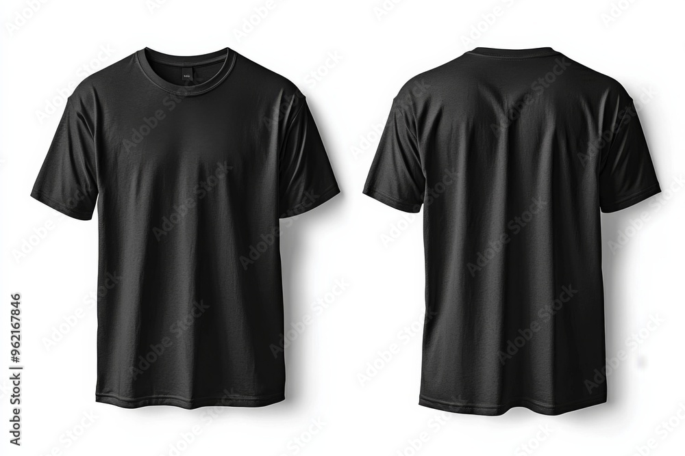Black Tshirt Mockup Front and Back Isolated created with Generative AI Black Tshirt Mockup Front and Back Isolated created with Generative AI
