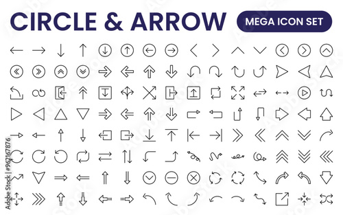 Dynamic Circle and Arrow Icon Set: A Versatile Collection for Navigation, Directional Signs, Workflow Diagrams, User Interface Design, and Infographic Enhancements