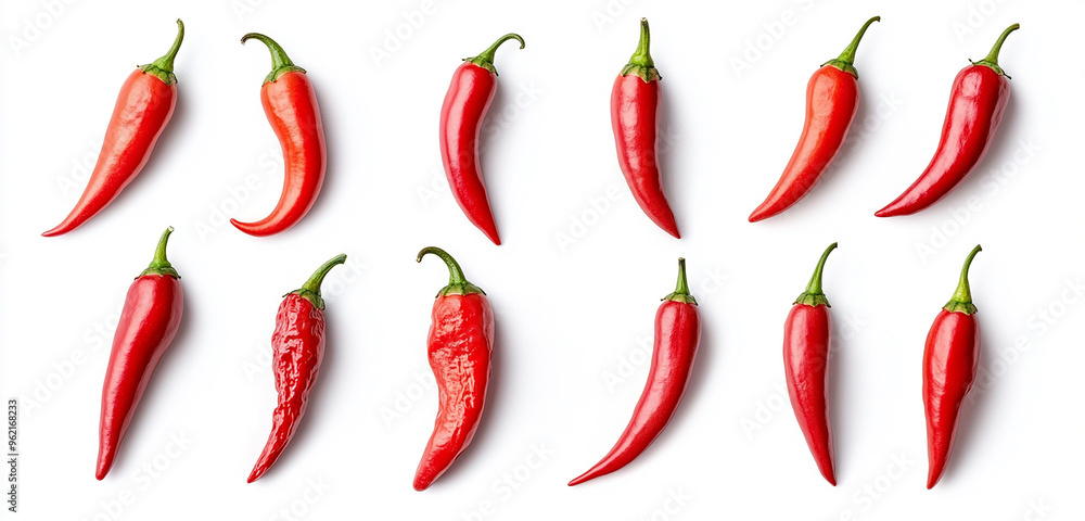 fiery red chili peppers isolated on a white background fiery red chili peppers isolated on a white background