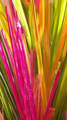 Vibrant rainbow- straw close-up