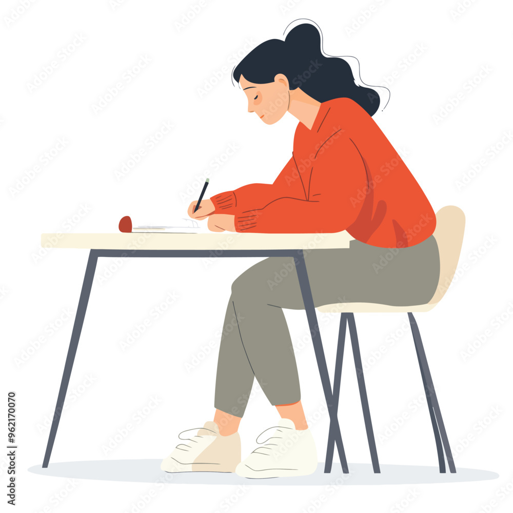 Fototapeta premium Girl in a cafe working on table