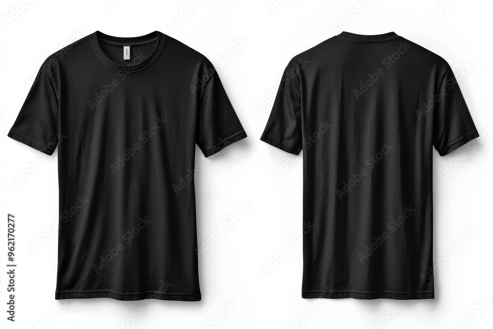Black Tshirt Mockup Front and Back Isolated created with Generative AI Black Tshirt Mockup Front and Back Isolated created with Generative AI