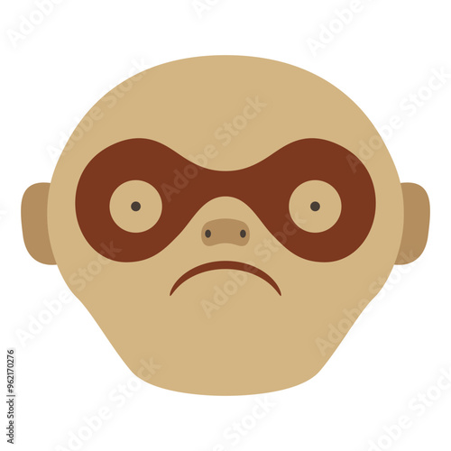 Monkey face. Animal mask. Ethnic design of Moche Indians from ancient Peru. Isolated vector illustration.
