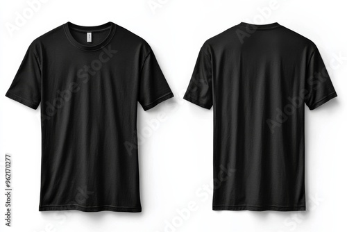 Black Tshirt Mockup Front and Back Isolated created with Generative AI