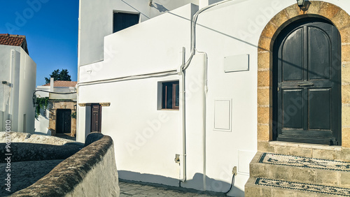 Beautiful view of the houses and streets in Lindos.