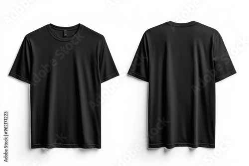 Black Tshirt Mockup Front and Back Isolated created with Generative AI