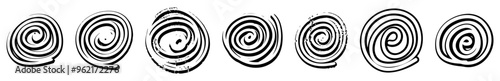 set of spirals vector silhoeuttes
