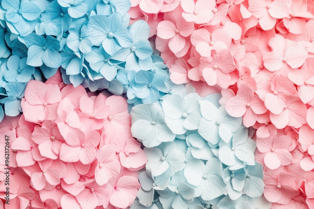 Pastel blue pink hydrangea petals background Pastel blue pink hydrangea petals background