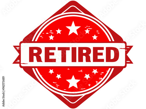 grunge red badge with text RETRIRED, vector illustration, isolated