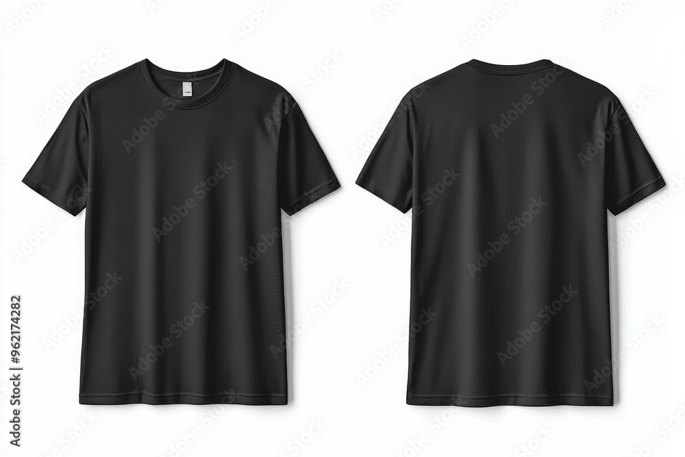 Black Tshirt Mockup Front and Back Isolated created with Generative AI Black Tshirt Mockup Front and Back Isolated created with Generative AI