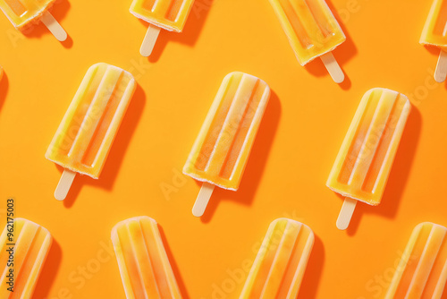 Popsicle pattern on orange background.