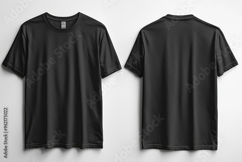 Black Tshirt Mockup Front and Back Isolated created with Generative AI