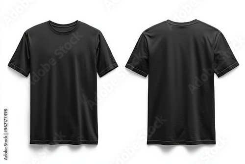 Black Tshirt Mockup Front and Back Isolated created with Generative AI