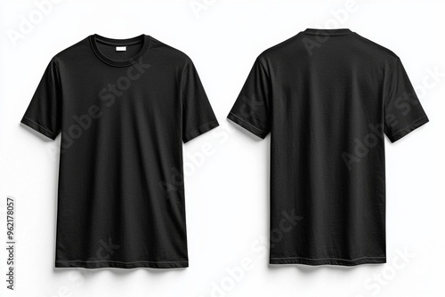 Black Tshirt Mockup Front and Back Isolated created with Generative AI