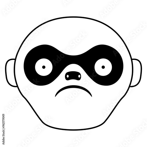 Monkey face. Animal mask. Ethnic design of Moche Indians from ancient Peru. Black and white silhouette. 