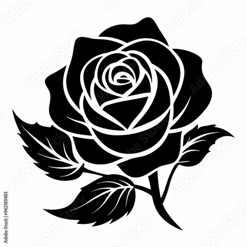 rose flower silhouette vector on a white background