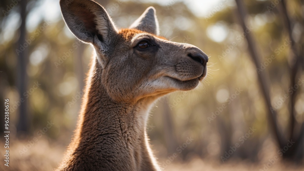 Obraz premium Closeup of a kangaroo in australia national park.