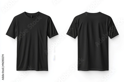 Black Tshirt Mockup Front and Back Isolated created with Generative AI