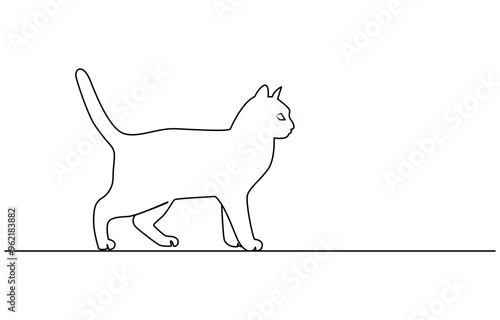 cat continuous one line drawing