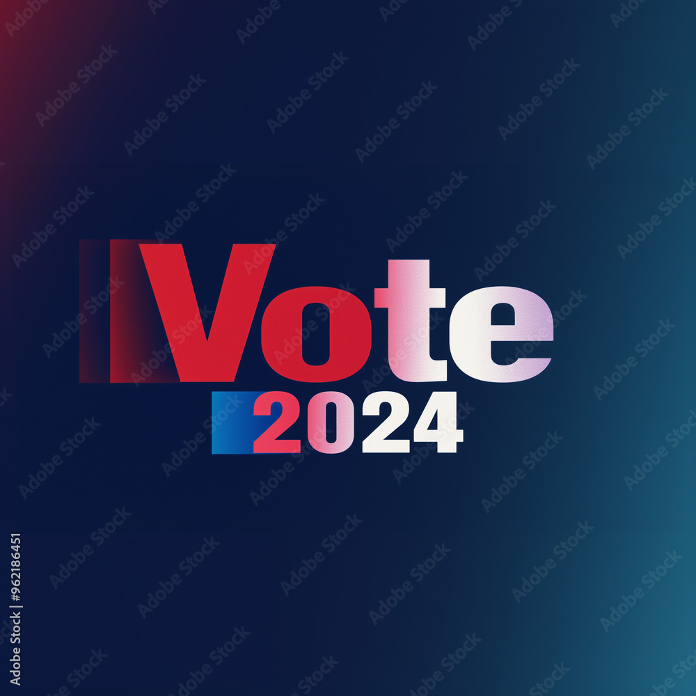 Obraz premium Minimalist Vote 2024 Concept: Clean and Striking Election Year Design in American Flag Colors