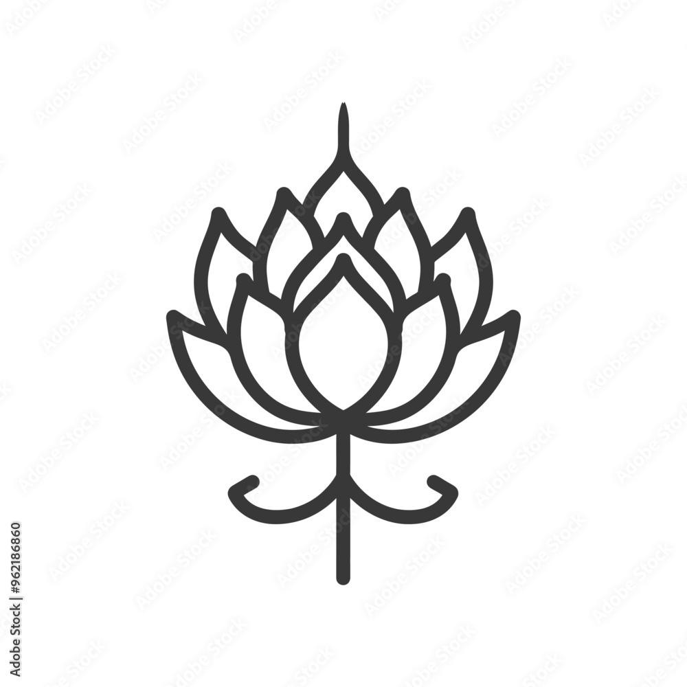 Line art illustration of a stylized lotus flower Line art illustration of a stylized lotus flower