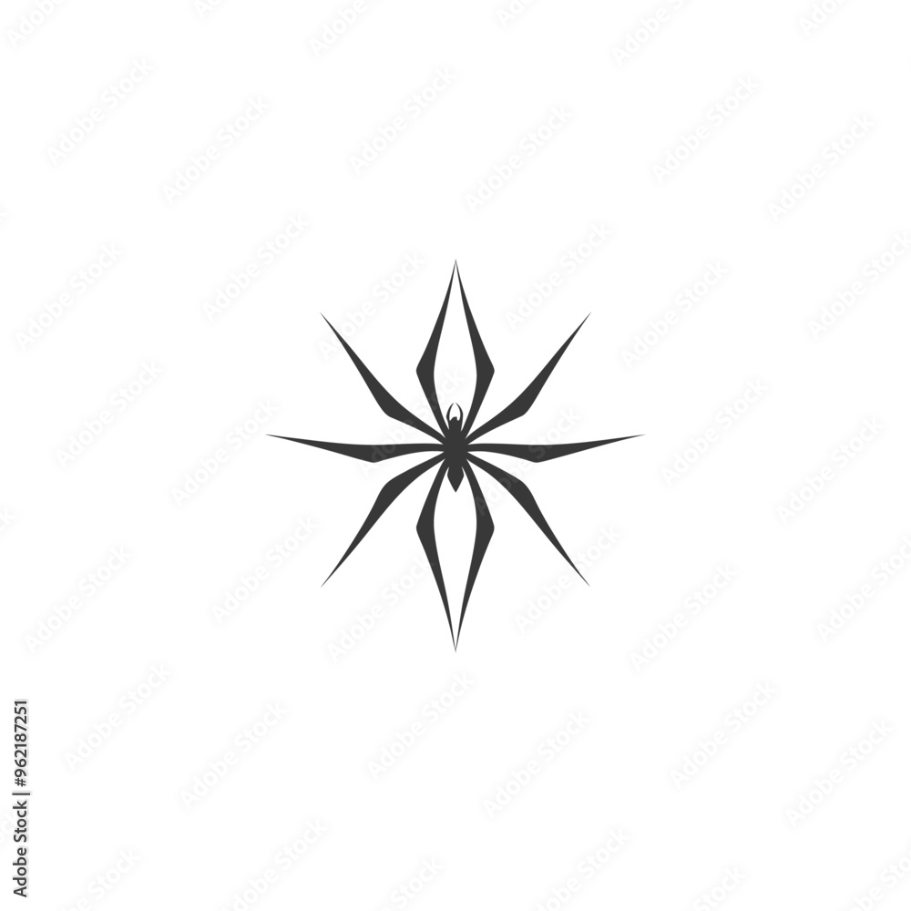 Black and White Stylized Spider Icon Illustration Black and White Stylized Spider Icon Illustration