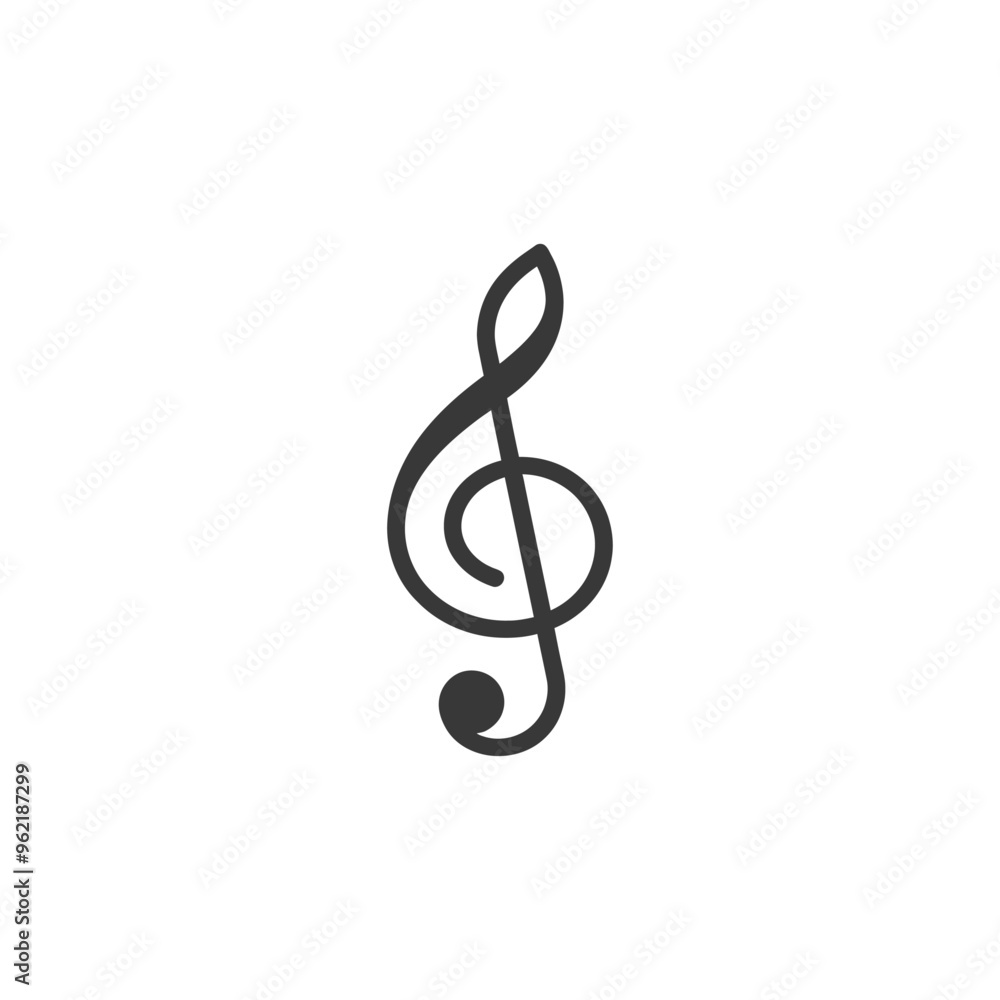 Black and White Treble Clef Icon Black and White Treble Clef Icon