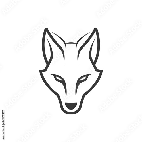 Black and White Stylized Wolf Head Icon